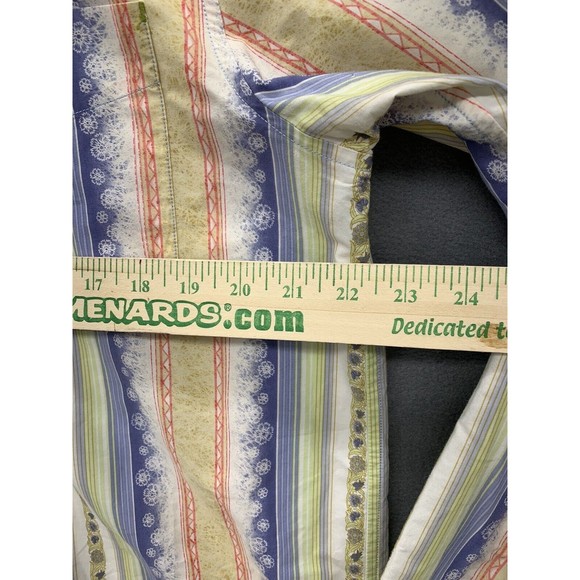 Indigo Palms Denim Co. Button Down Shirt Men's M Striped Floral Long Sleeve - Picture 6 of 16